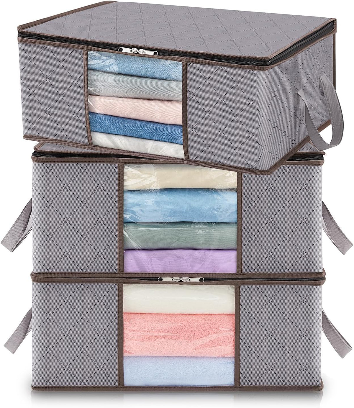 Foldable Storage Boxes with Handles and Front Window