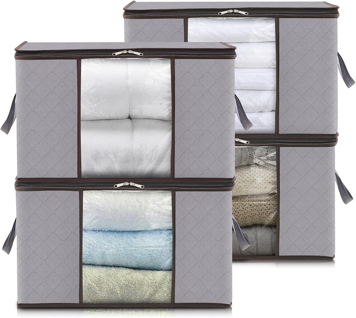 Foldable Storage Boxes with Handles and Front Window