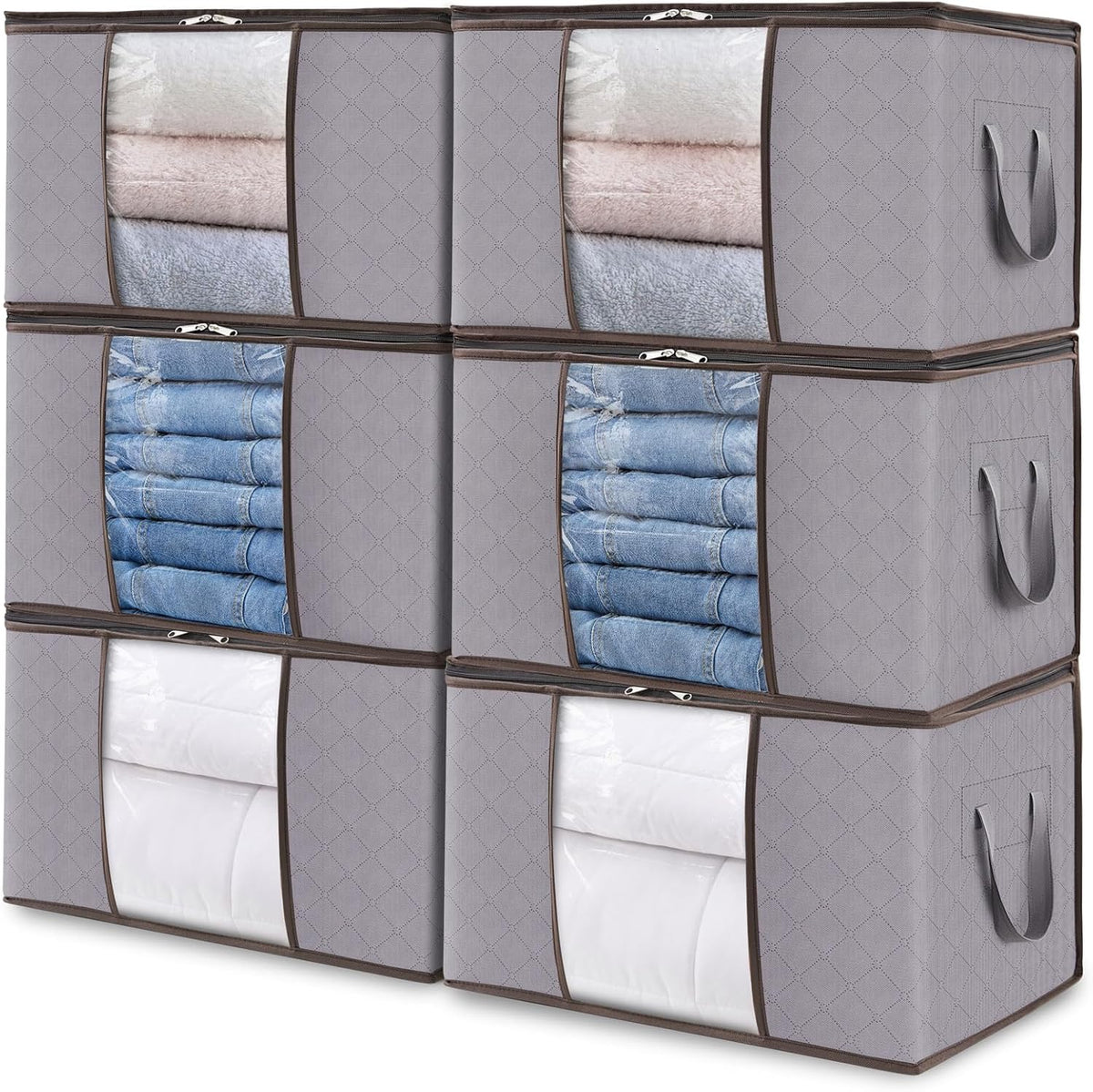 Foldable Storage Boxes with Handles and Front Window