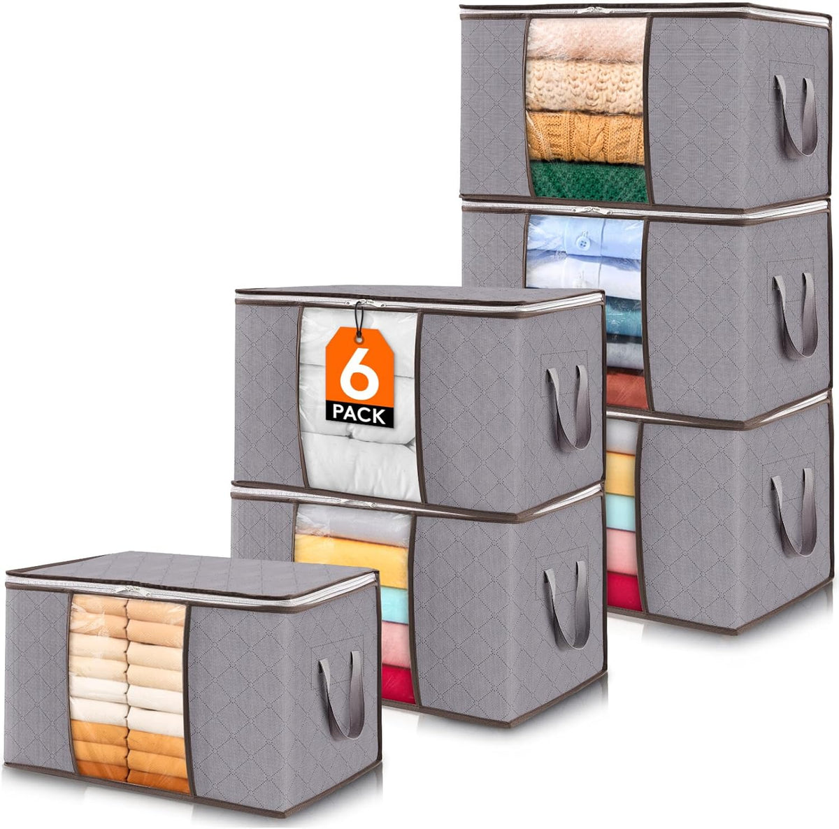 Foldable Storage Boxes with Handles and Front Window
