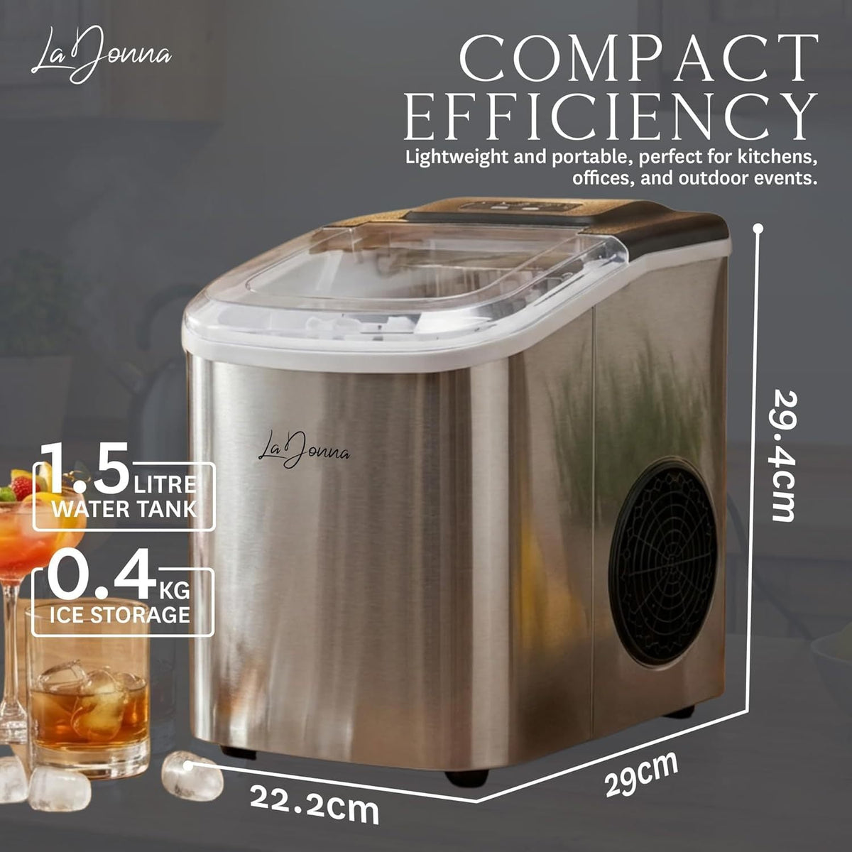 Portable Ice Maker Machine with Self-Cleaning & Dual Ice Sizes