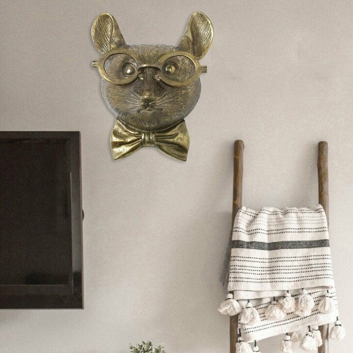 Decorative Deer Head Sculpture Rustic Textured Antler Wall Piece