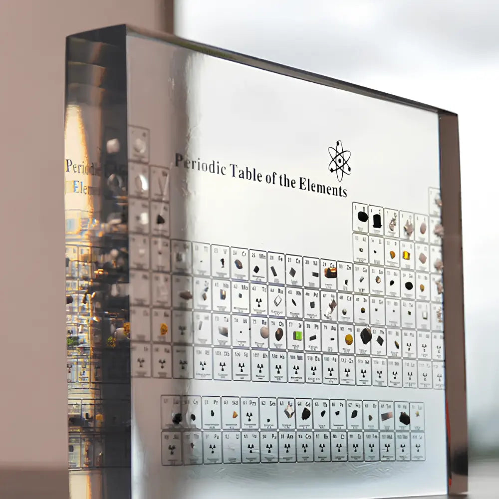 LED-Lit Periodic Table Model Featuring Real Elements