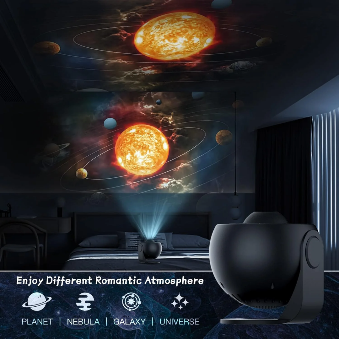 Galaxy Star Projector Light with 360° Rotation and Scene Discs