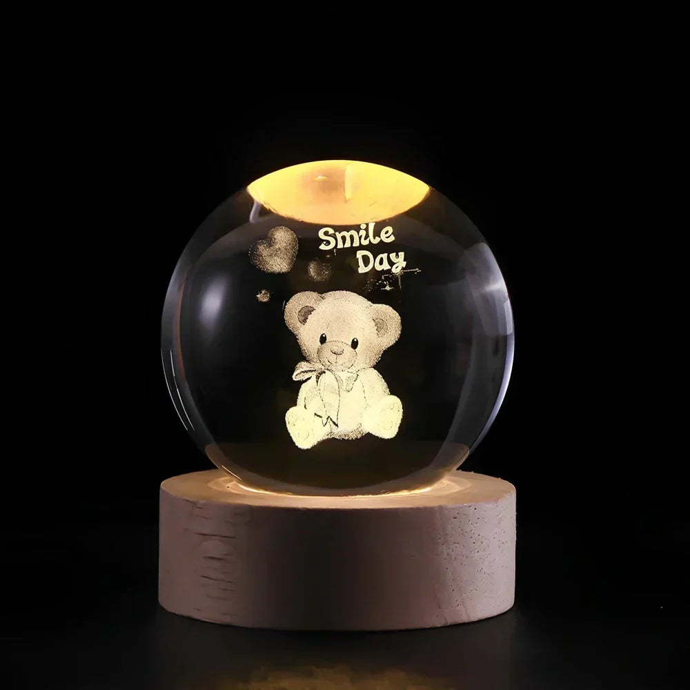 LED Crystal Sphere Night Light Cosmic 3D Planet Display