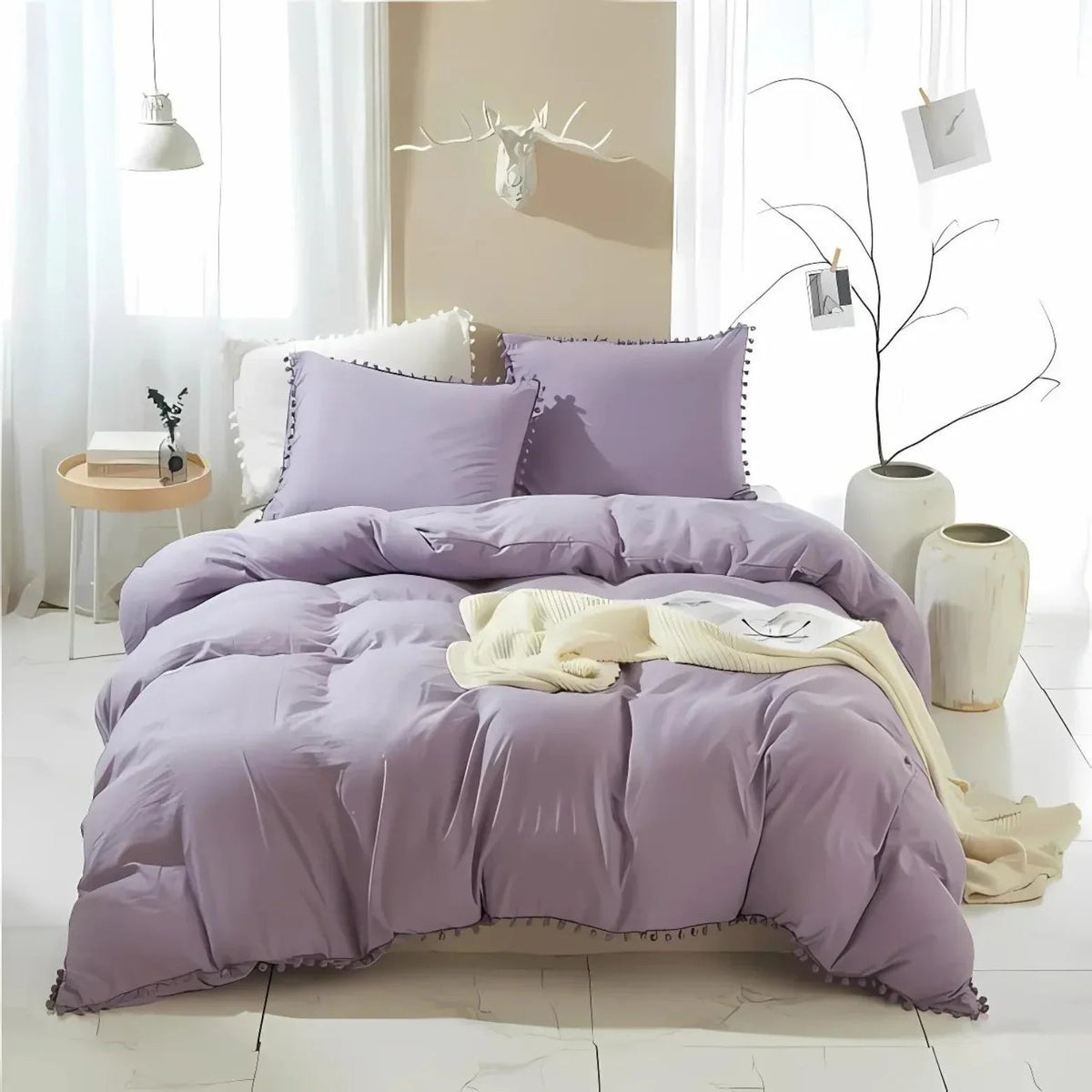 Decorative Quilt Cover Set Anna Pompom Style