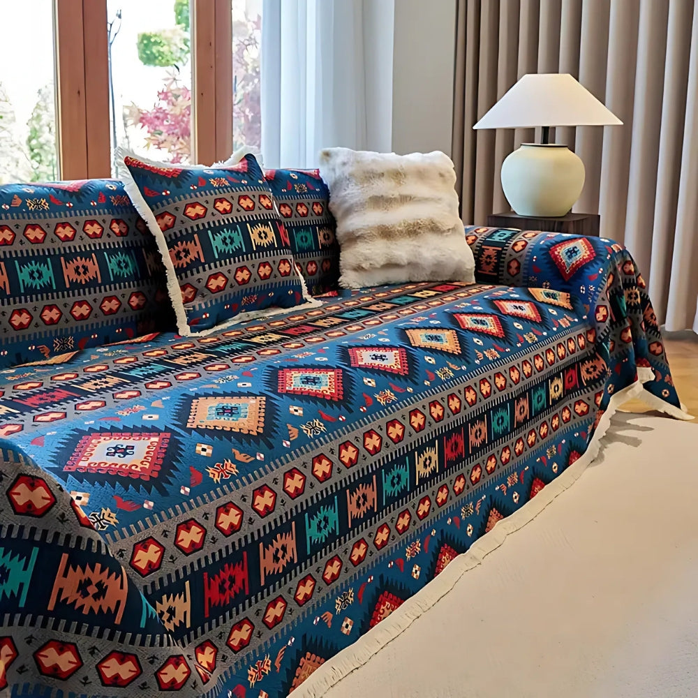 Stylish Boho Sofa Throw Dustproof Washable Geometric Design