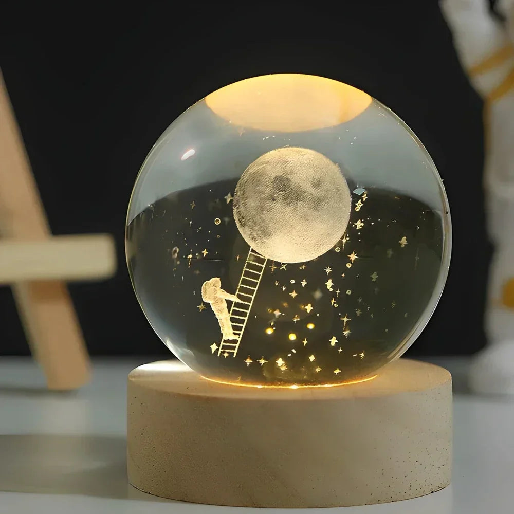 LED Crystal Sphere Night Light Cosmic 3D Planet Display
