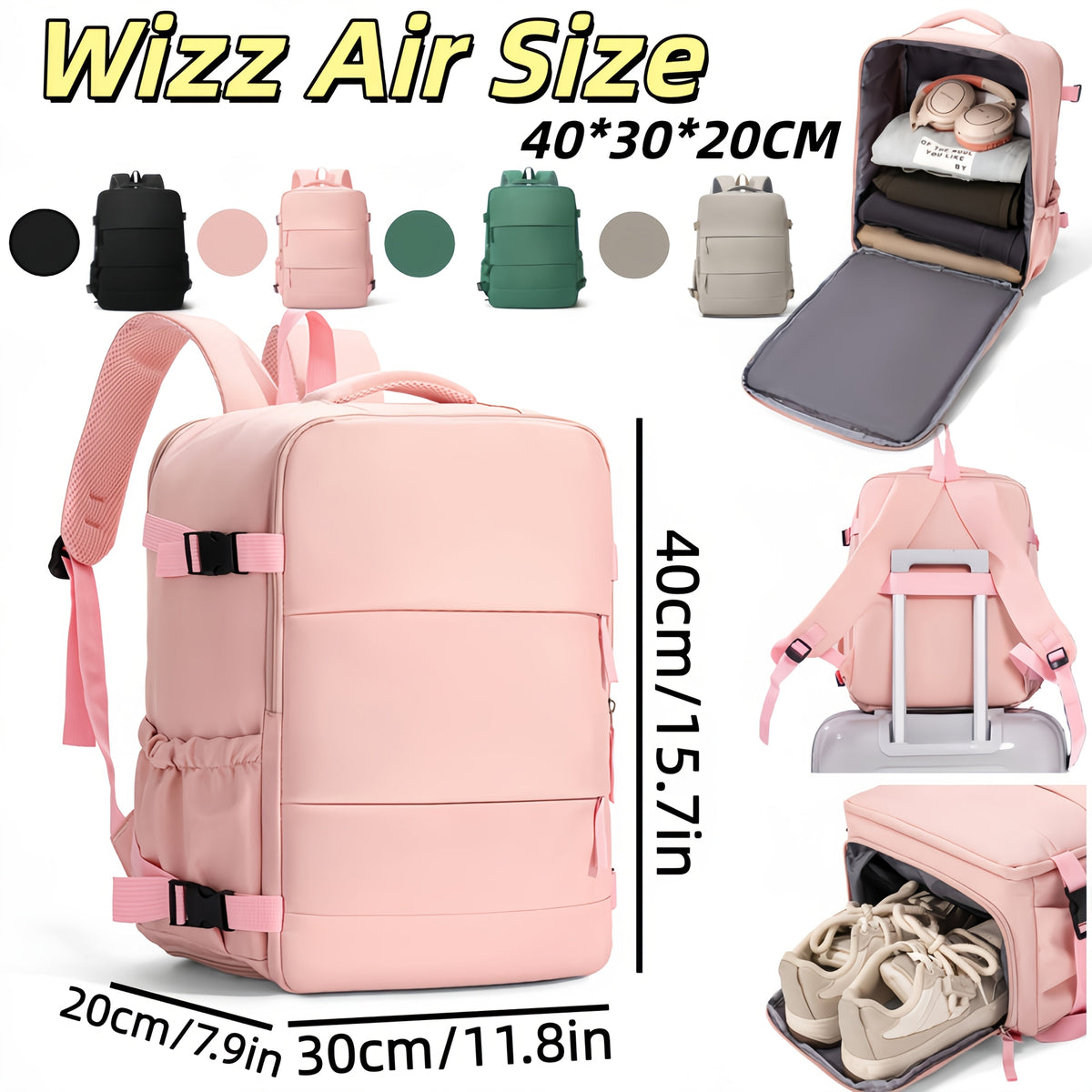 Large Capacity Cabin Backpack with Shoe Compartment