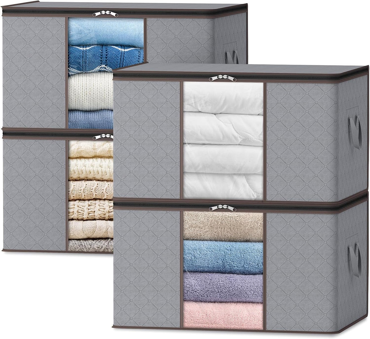 Foldable Storage Boxes with Handles and Front Window