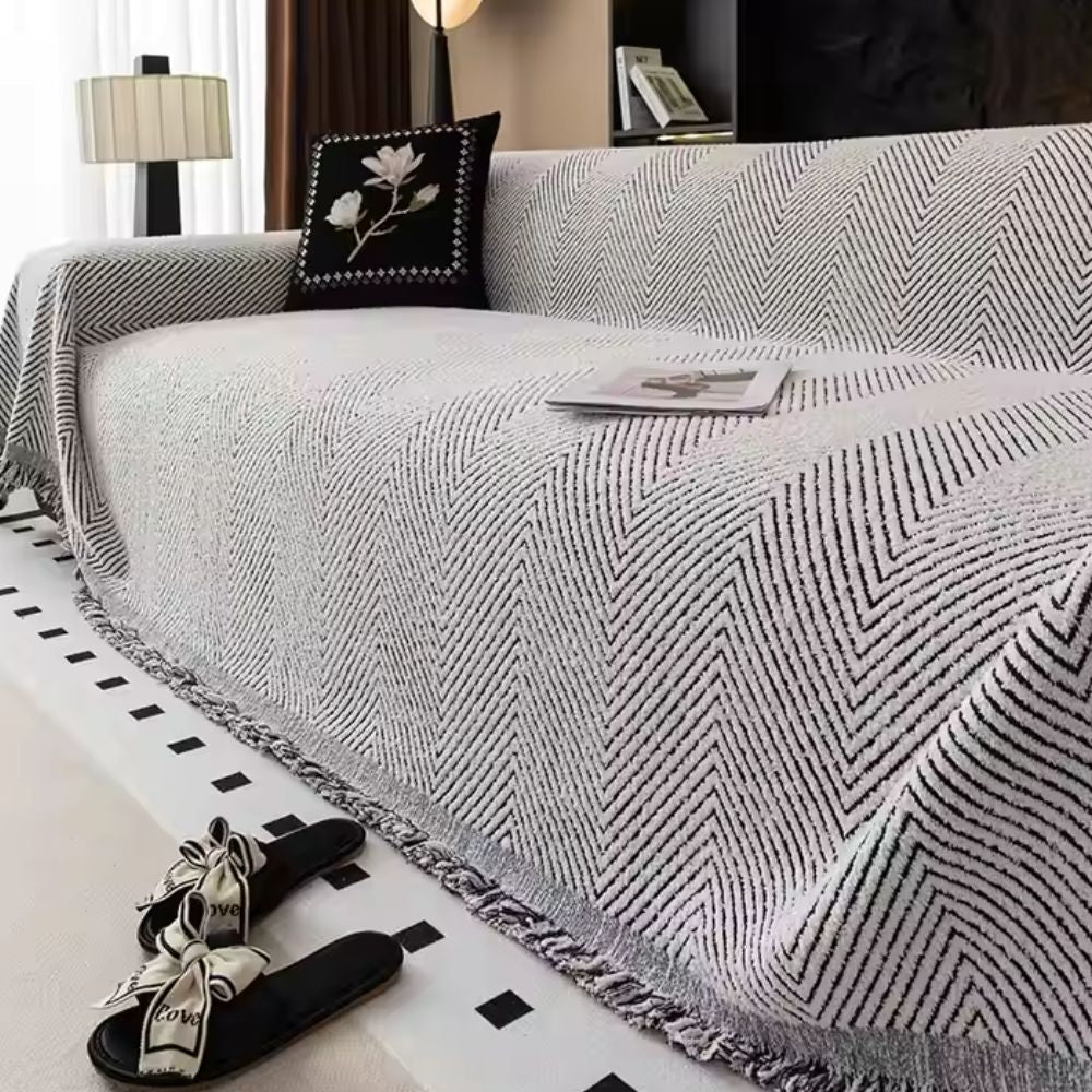 Modern Couch Protector with Herringbone Pattern