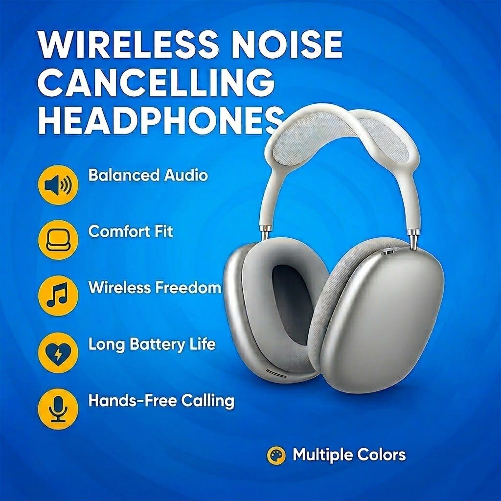 Bluetooth Over-Ear Wireless Headphones with Long Battery Life