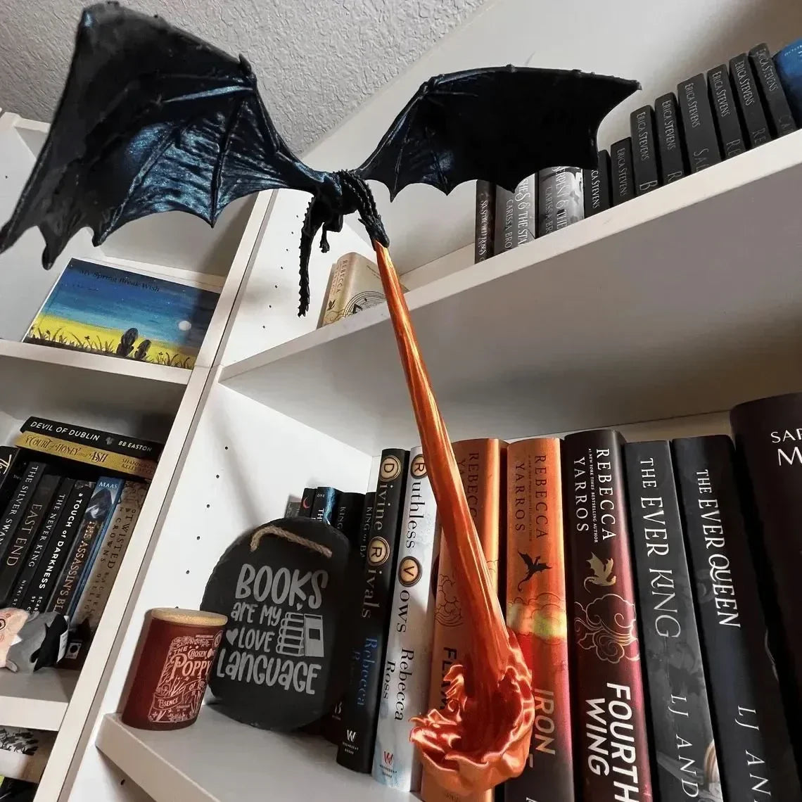 Dragon Flame Book Nook – Fantasy Bookshelf Decoration