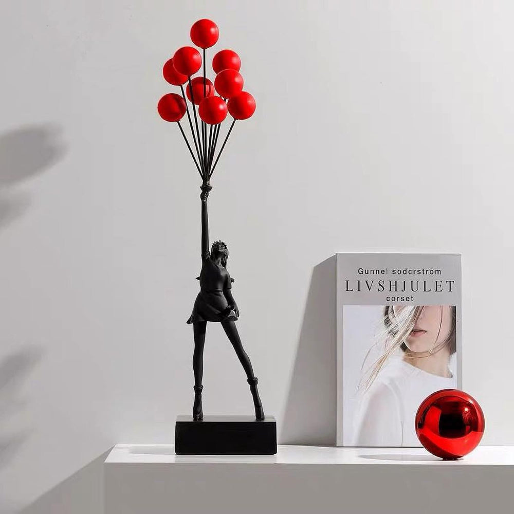 Decorative Girl Sculpture Modern Balloon Figure for Home Décor