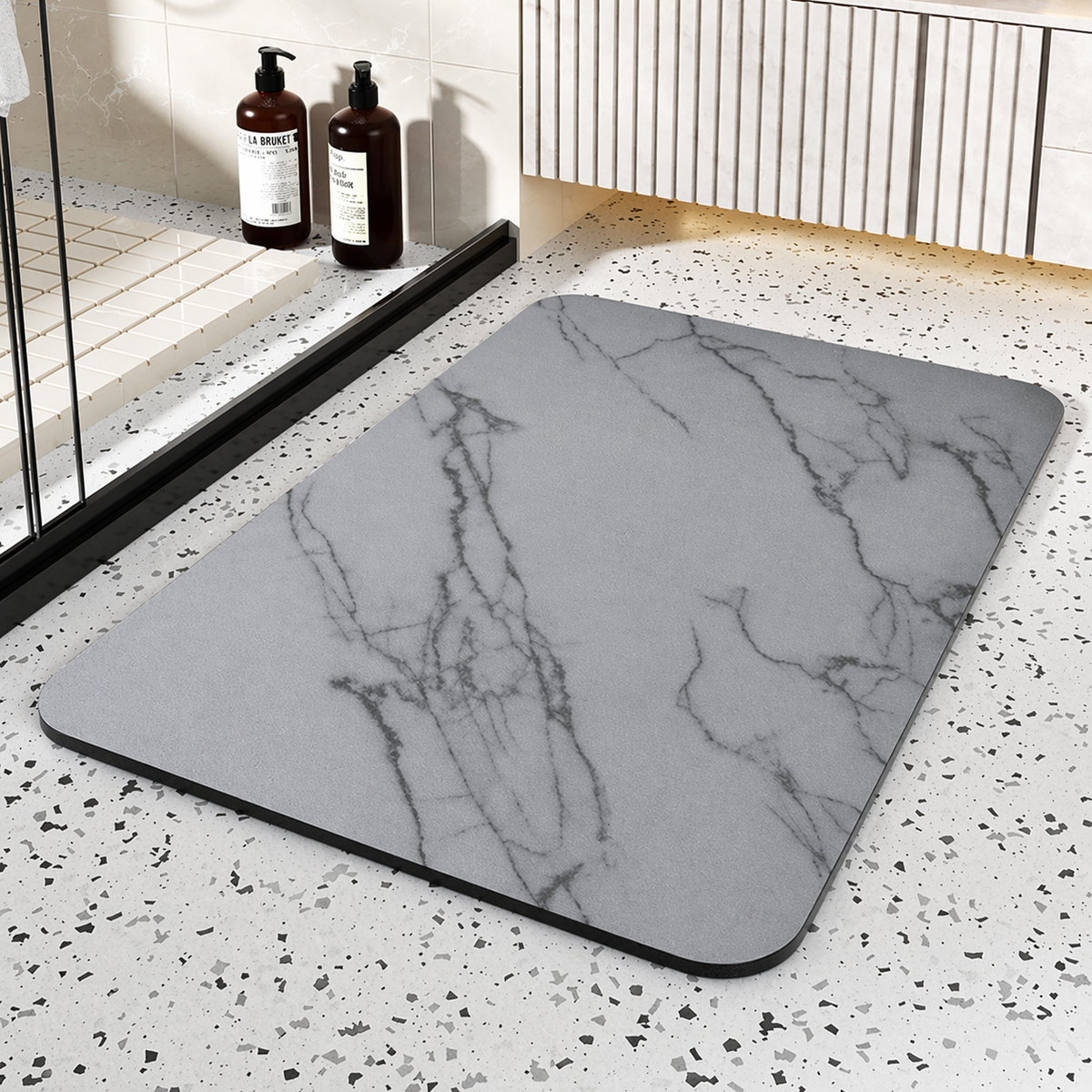 Quick Dry Marble Style Bathroom Mat