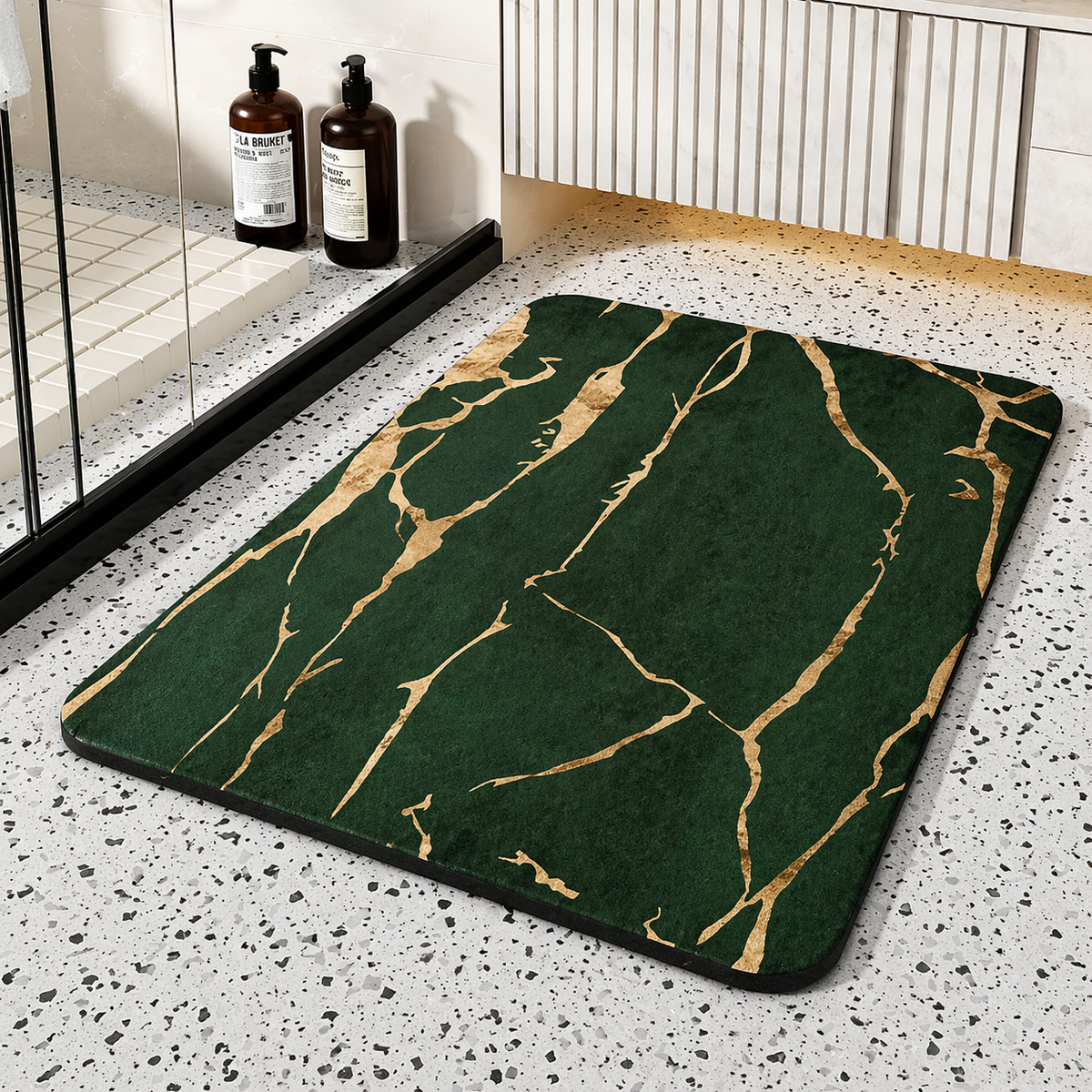 Quick Dry Marble Style Bathroom Mat
