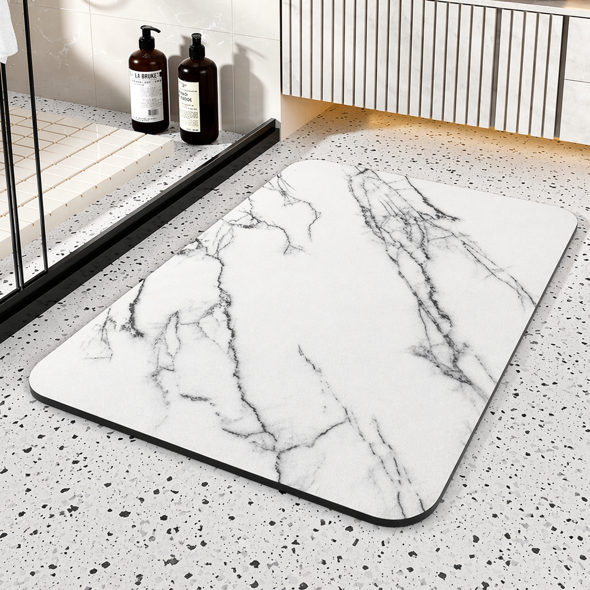 Quick Dry Marble Style Bathroom Mat