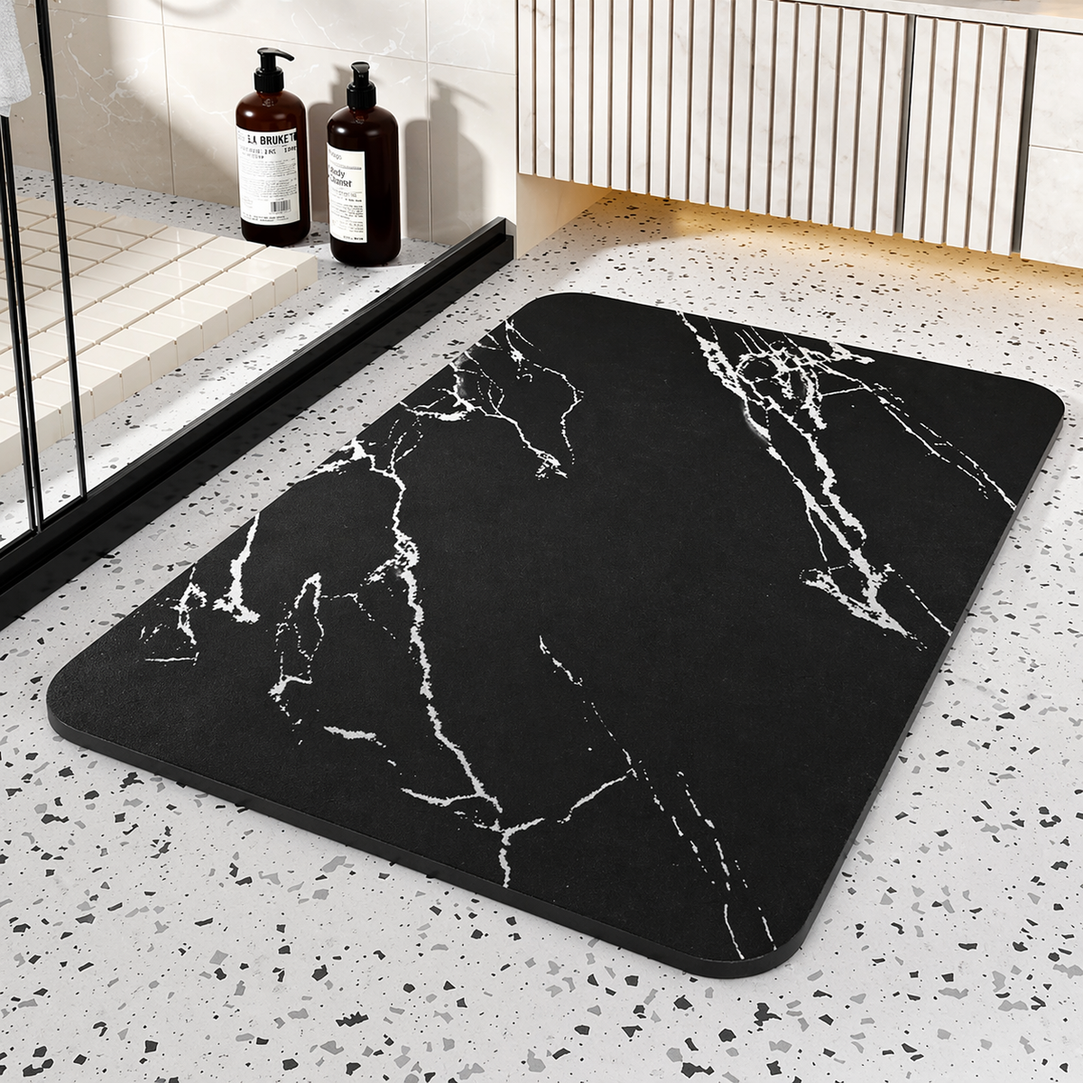 Quick Dry Marble Style Bathroom Mat