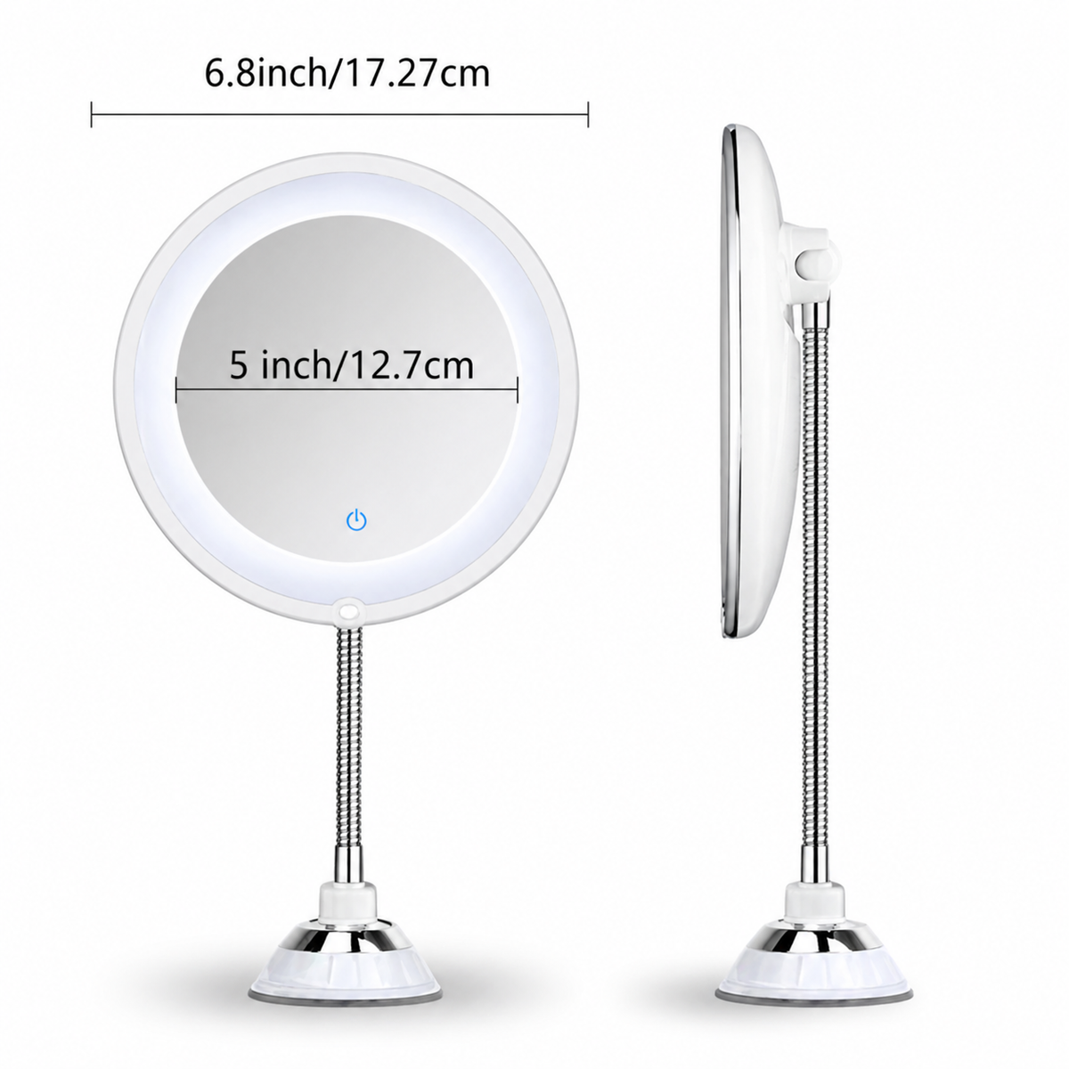 Adjustable LED Magnifying Mirror with Suction Mount