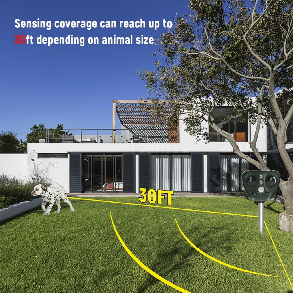Solar Powered Ultrasonic Bird Repeller for Garden and Yard Protection