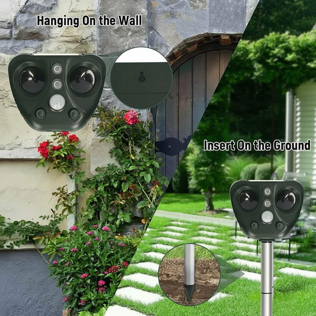 Solar Powered Ultrasonic Bird Repeller for Garden and Yard Protection