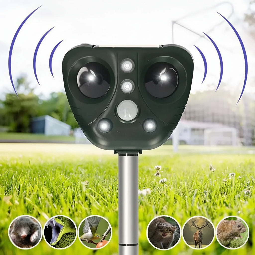 Solar Powered Ultrasonic Bird Repeller for Garden and Yard Protection