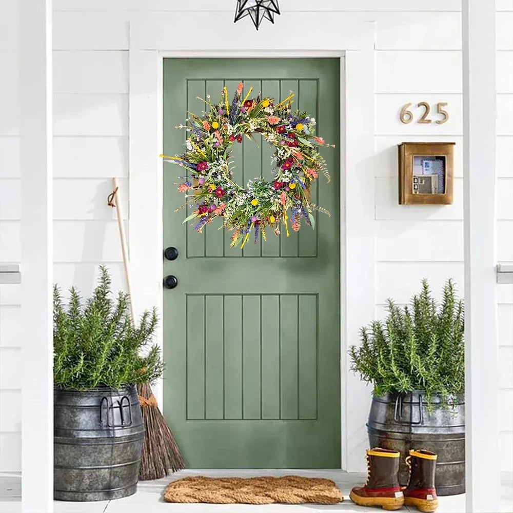 Decorative Artificial Flower Wreath Indoor and Outdoor Door Display
