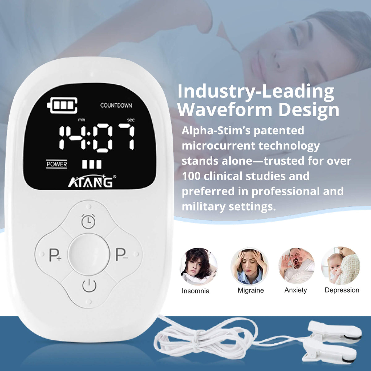 Rechargeable CES Therapy Device for Sleep & Anxiety