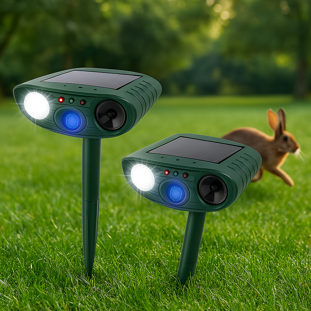 Solar Powered Ultrasonic Rabbit Repeller Humane Garden Protection