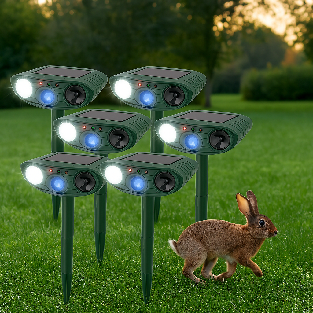 Solar Powered Ultrasonic Rabbit Repeller Humane Garden Protection