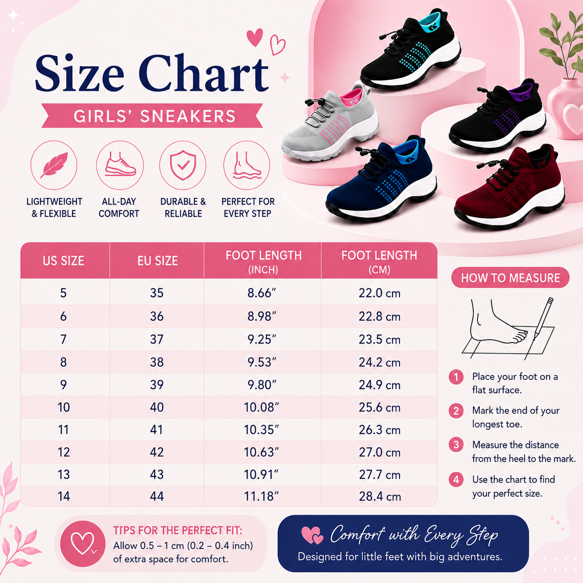Women's Wide Fit Everyday Sneakers with Slip-Resistant Sole