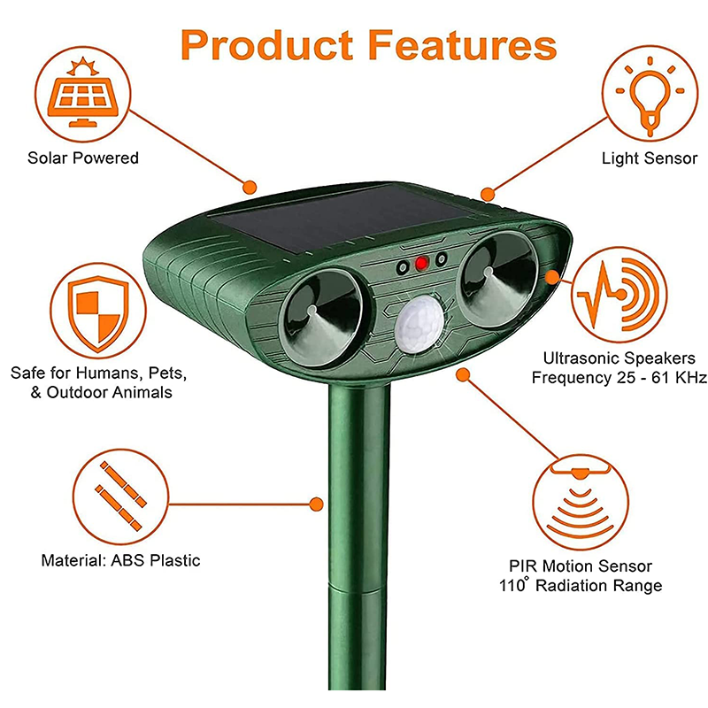 Solar Powered Ultrasonic Rabbit Repeller Humane Garden Protection