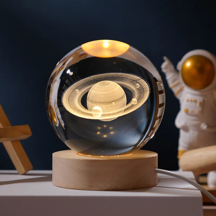 3D Solar System Crystal Ball - Galaxy Glass Globe, Astronomical Decor, Photo Accessories, Unique Birthday Gift