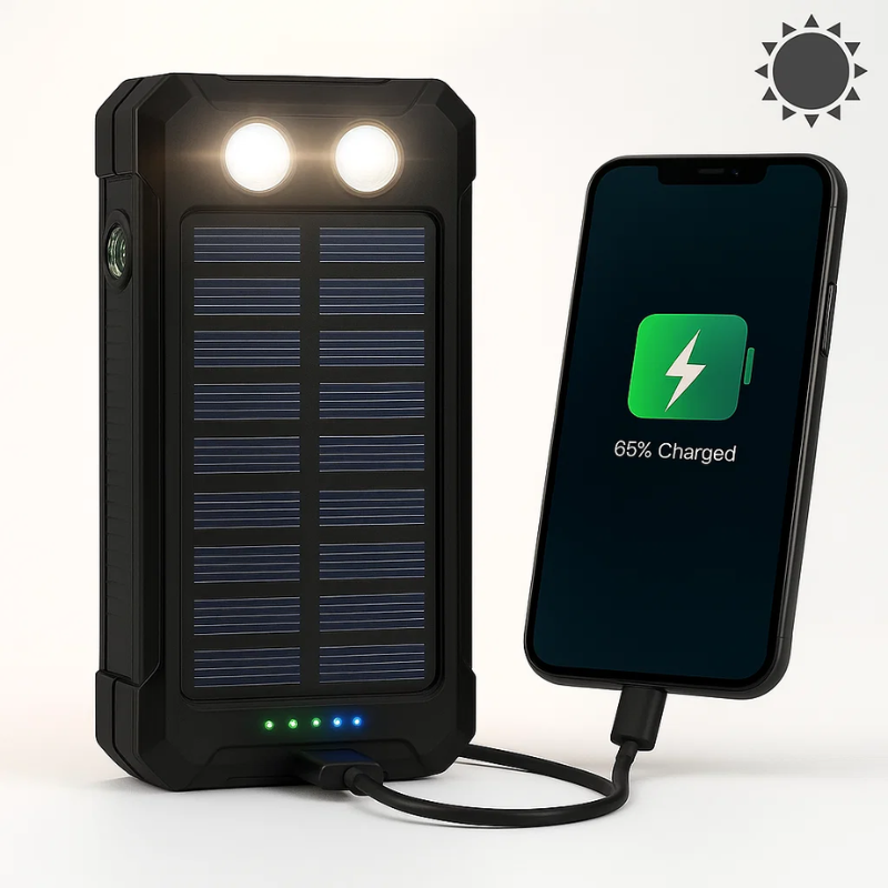 Portable Solar Power Bank High-Capacity Dual USB Charger 20000mAh