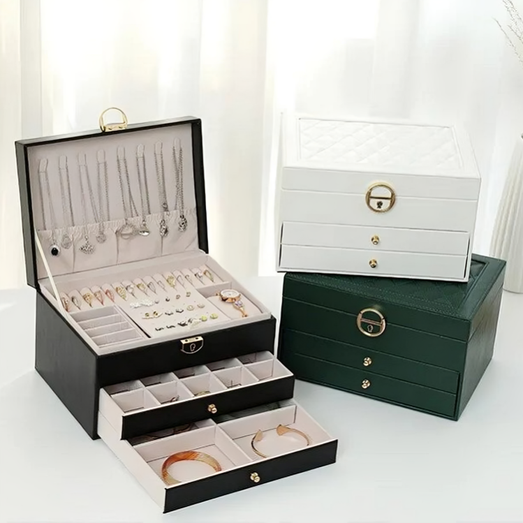 Jewelry Storage Box Compact Multi-Tier Drawer Organizer