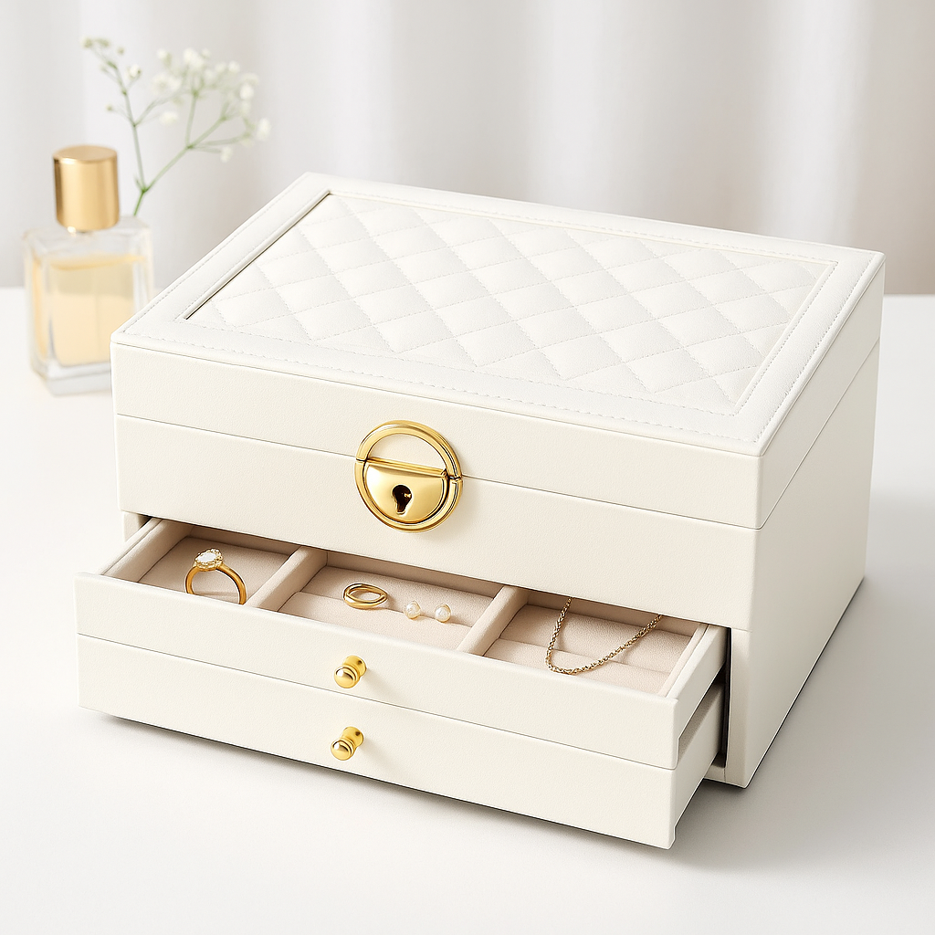 Jewelry Storage Box Compact Multi-Tier Drawer Organizer