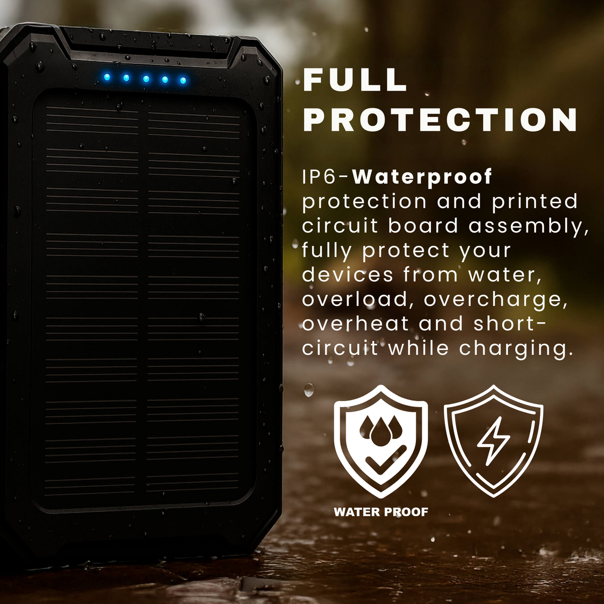 Portable Solar Power Bank High-Capacity Dual USB Charger 20000mAh