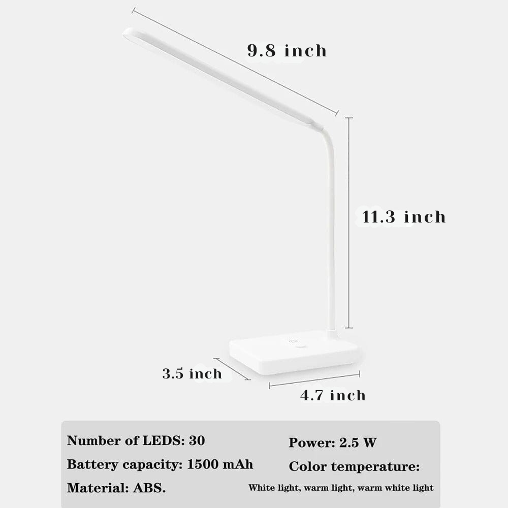Flexible Arm Desk Lamp Rechargeable Adjustable Light
