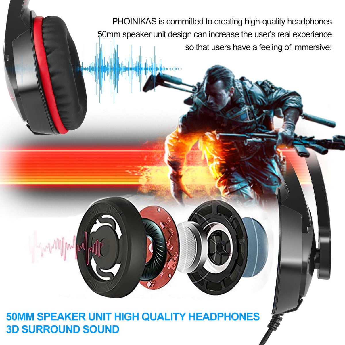 Multi‑Platform Headphones with LED Light and Volume Control