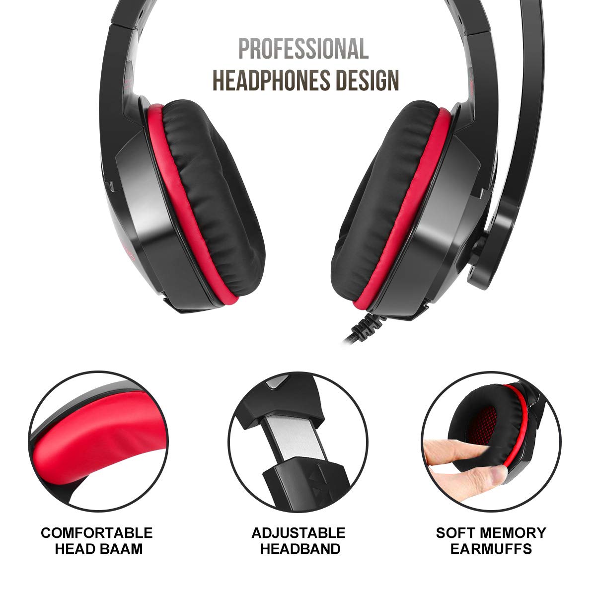 Multi‑Platform Headphones with LED Light and Volume Control