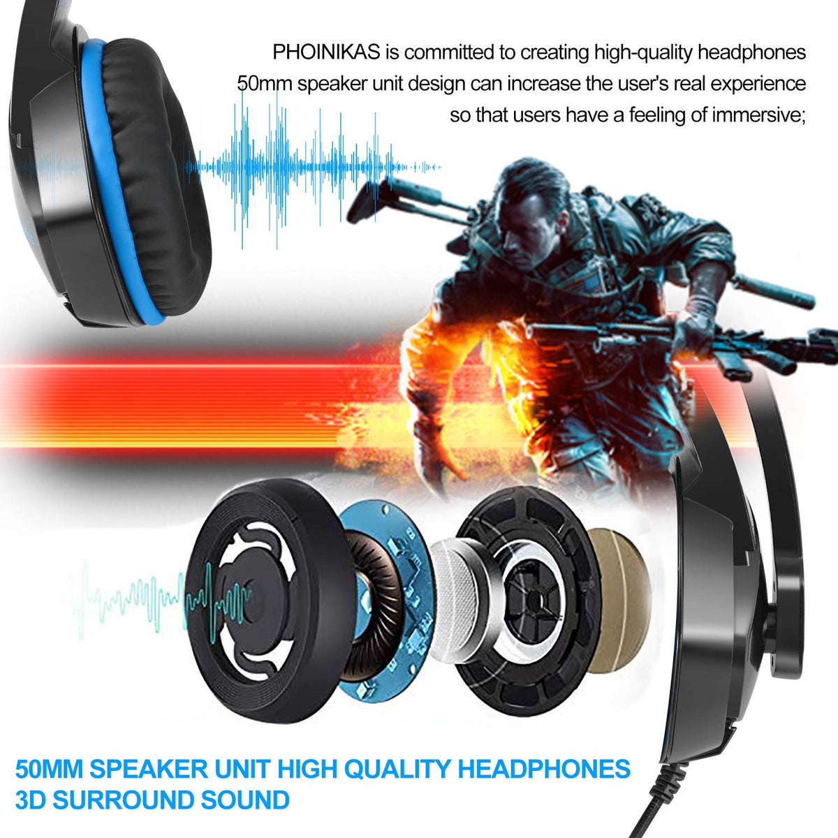 Multi‑Platform Headphones with LED Light and Volume Control