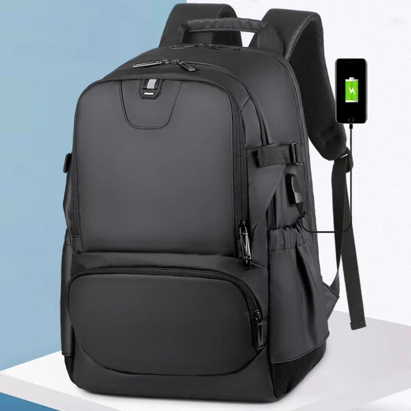 17-Inch Waterproof Laptop Backpack – Large Travel Bag with USB Port for Men