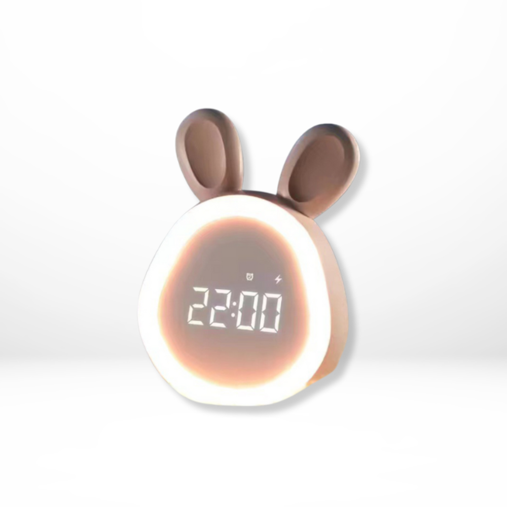 Children’s Alarm Clock Bunny LED Night Light with Quiet Wake-Up