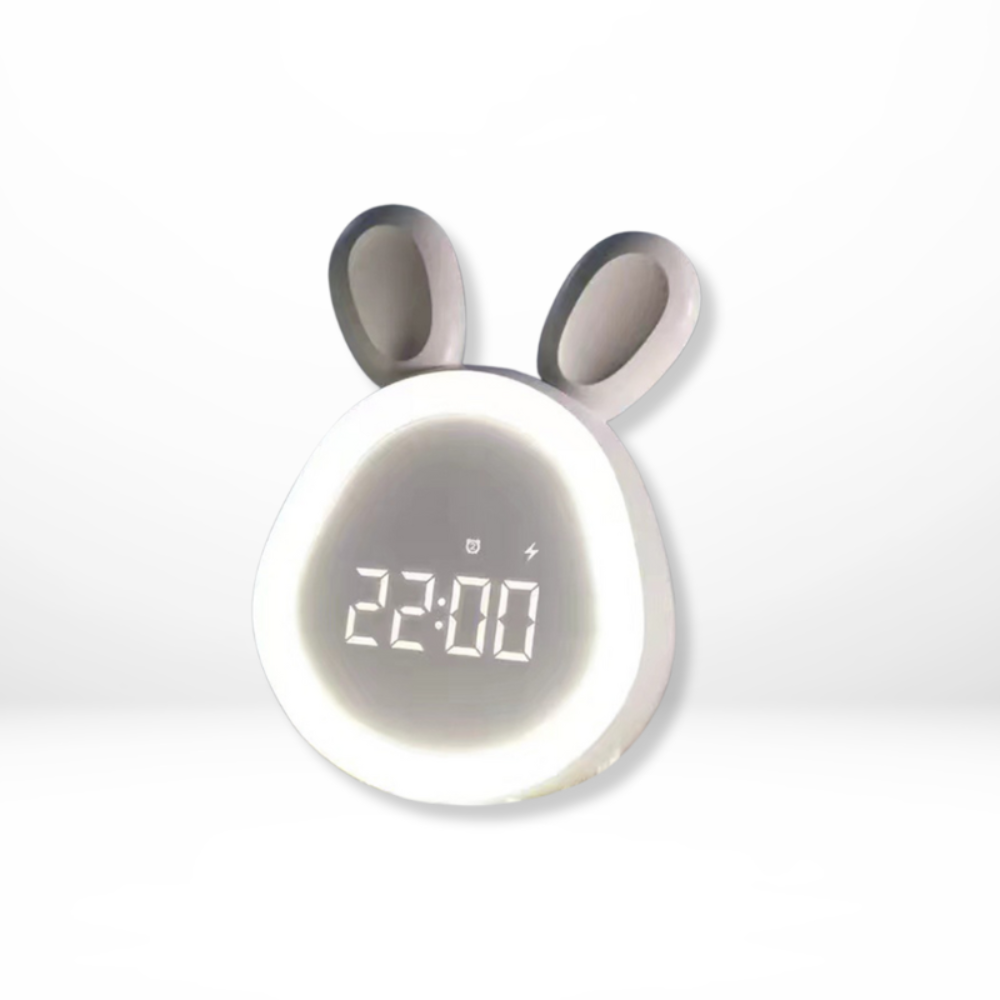 Children’s Alarm Clock Bunny LED Night Light with Quiet Wake-Up