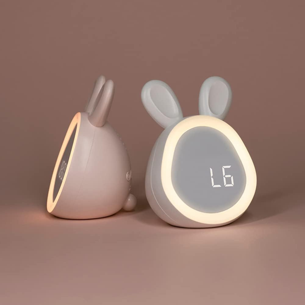 Children’s Alarm Clock Bunny LED Night Light with Quiet Wake-Up