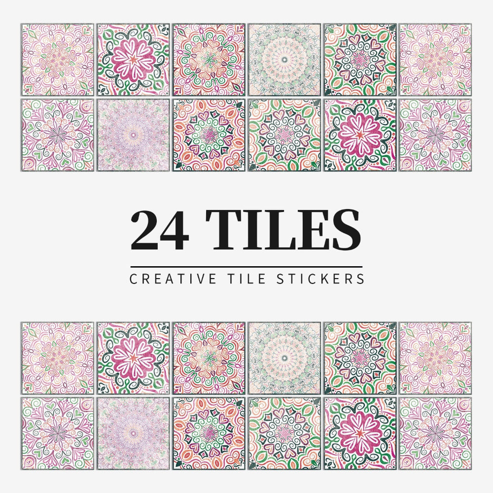 Tile Pattern Wall Stickers for Home Décor – 24 Pack