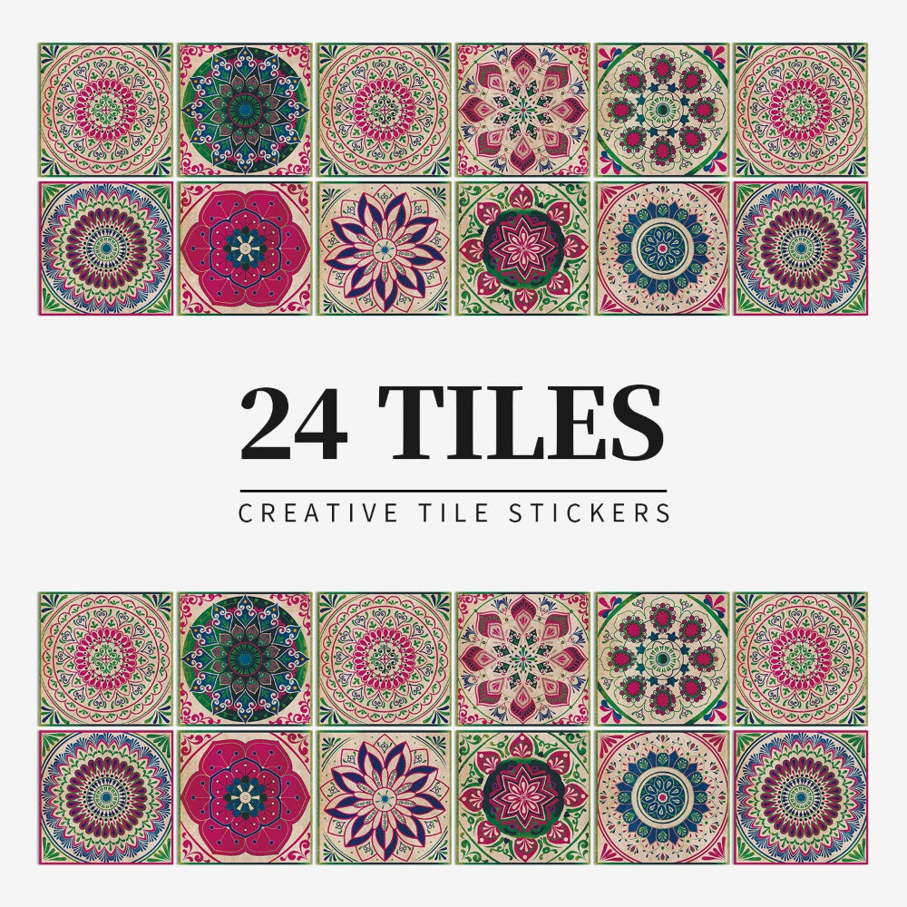 Tile Pattern Wall Stickers for Home Décor – 24 Pack