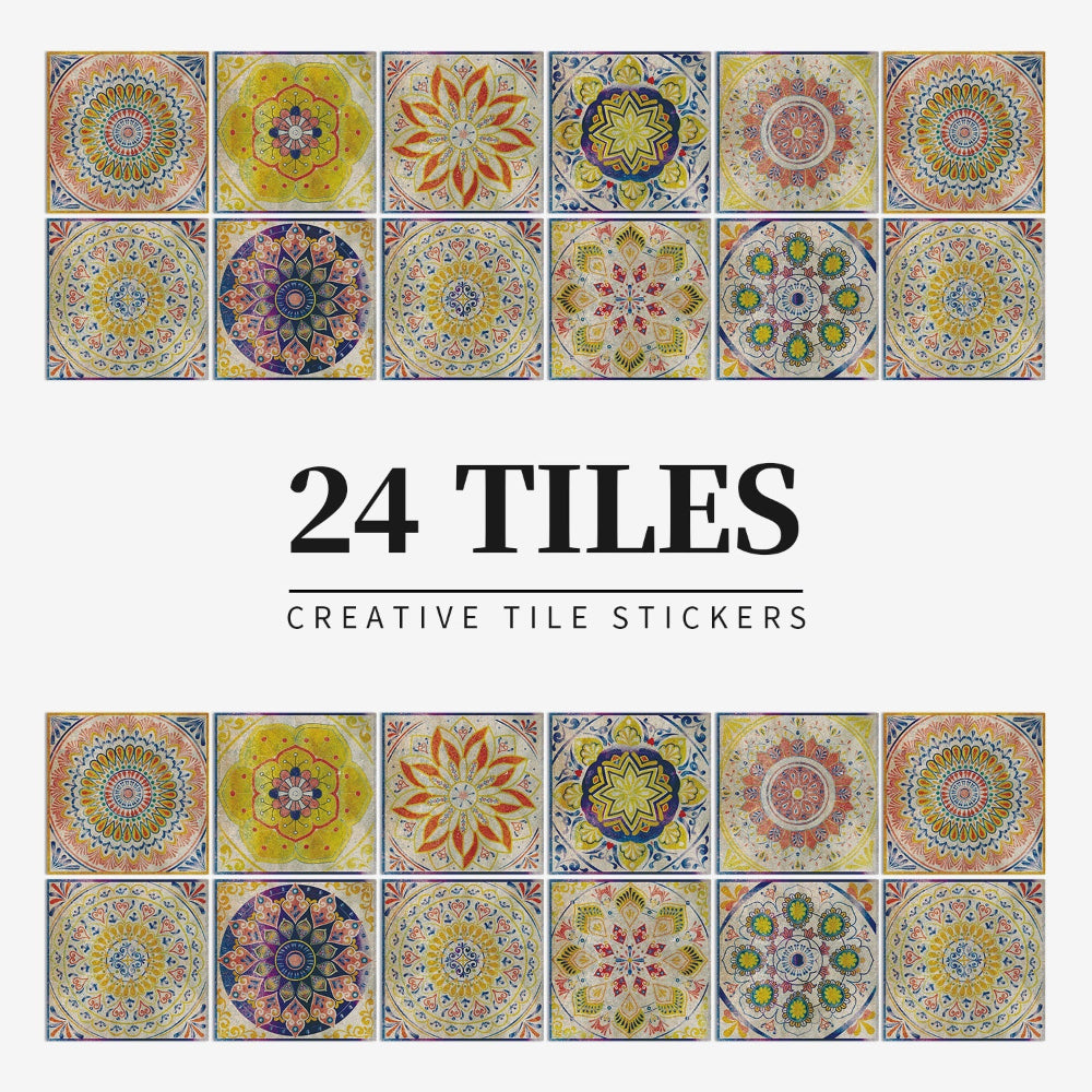 Tile Pattern Wall Stickers for Home Décor – 24 Pack