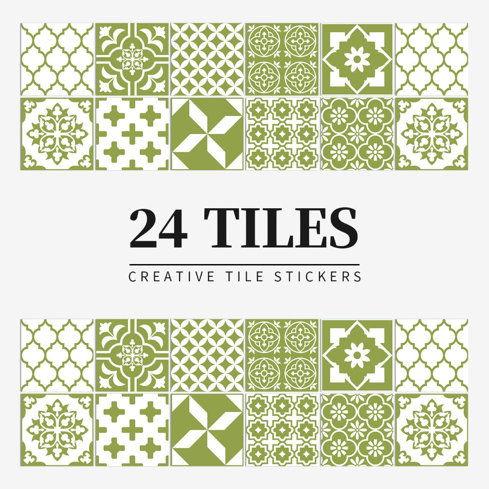 Tile Pattern Wall Stickers for Home Décor – 24 Pack