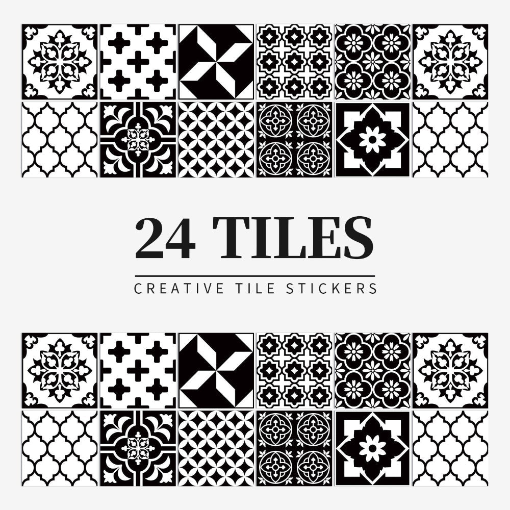 Tile Pattern Wall Stickers for Home Décor – 24 Pack